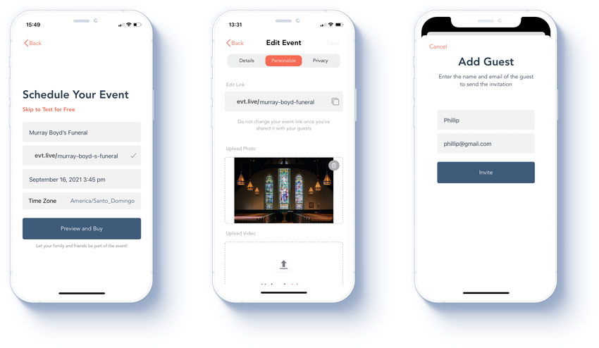 live streaming app for private events