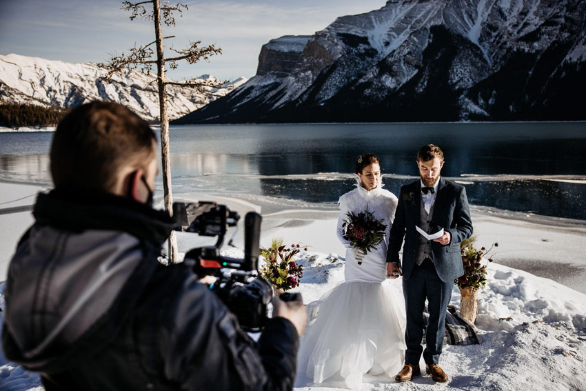 wedding videographer live streaming a wedding