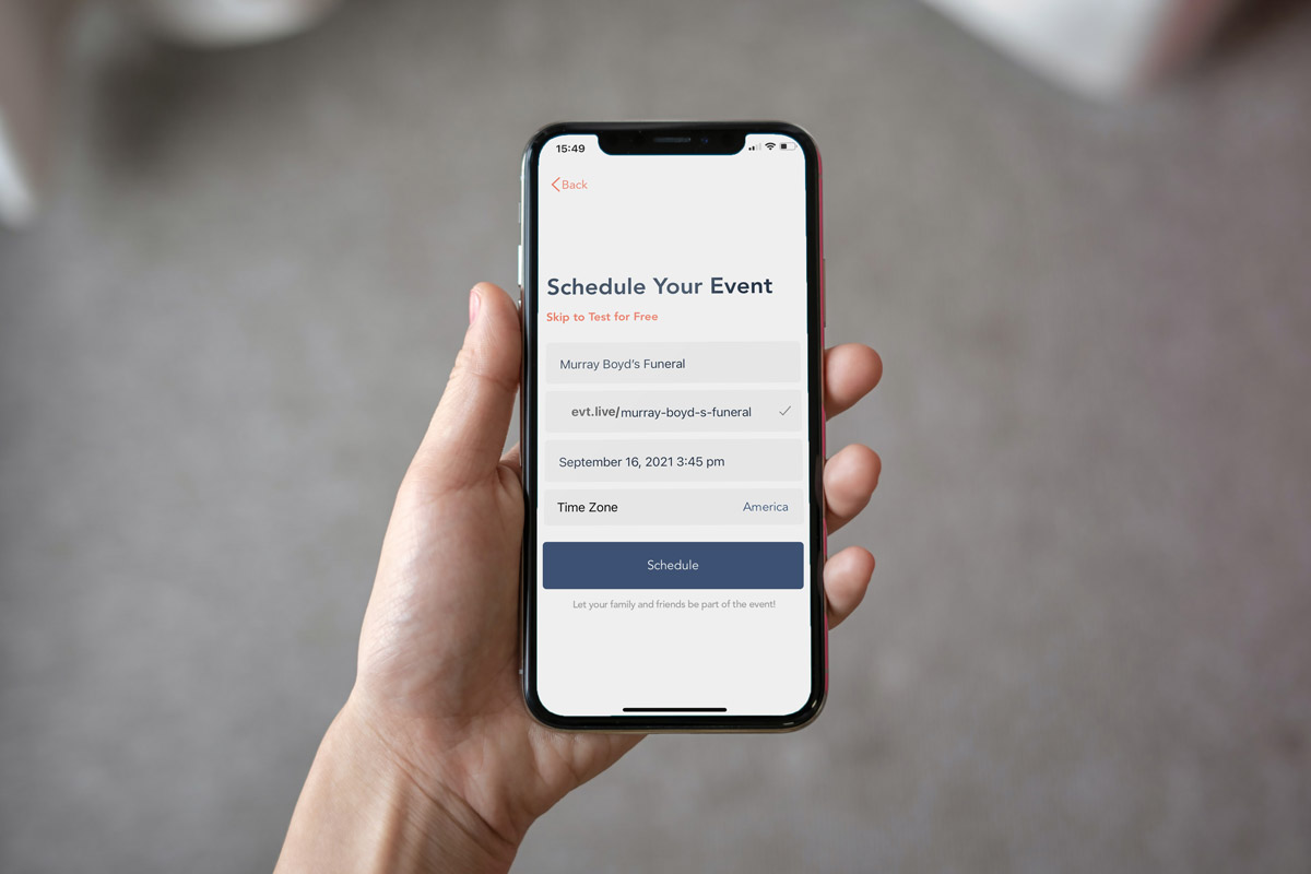 schedule a funeral live stream on your phone