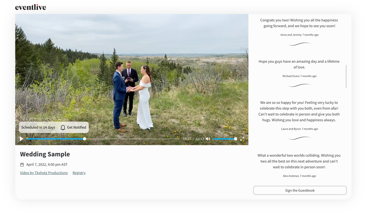 elopement being live streamed with eventlive