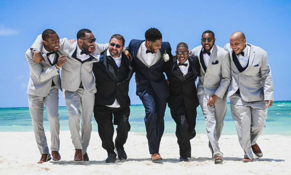 groomsmen at a beach wedding