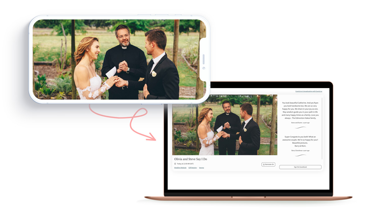 live streaming a wedding with eventlive