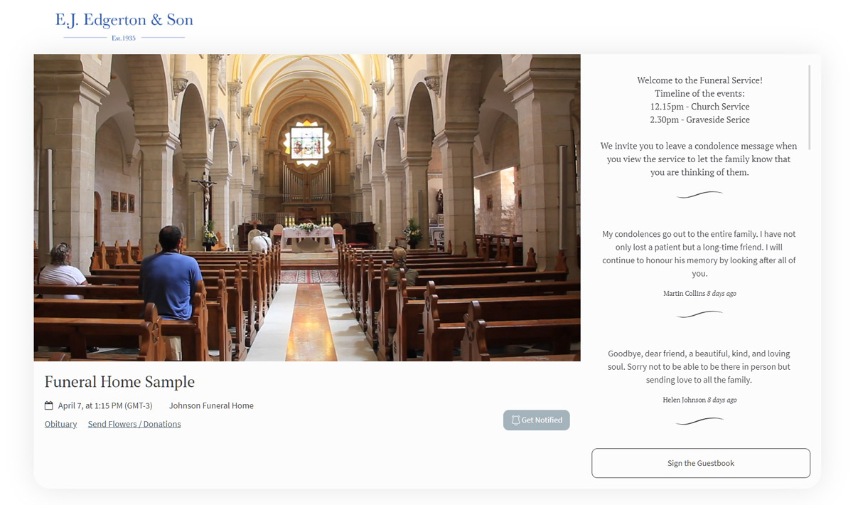 eventlive funeral service live stream