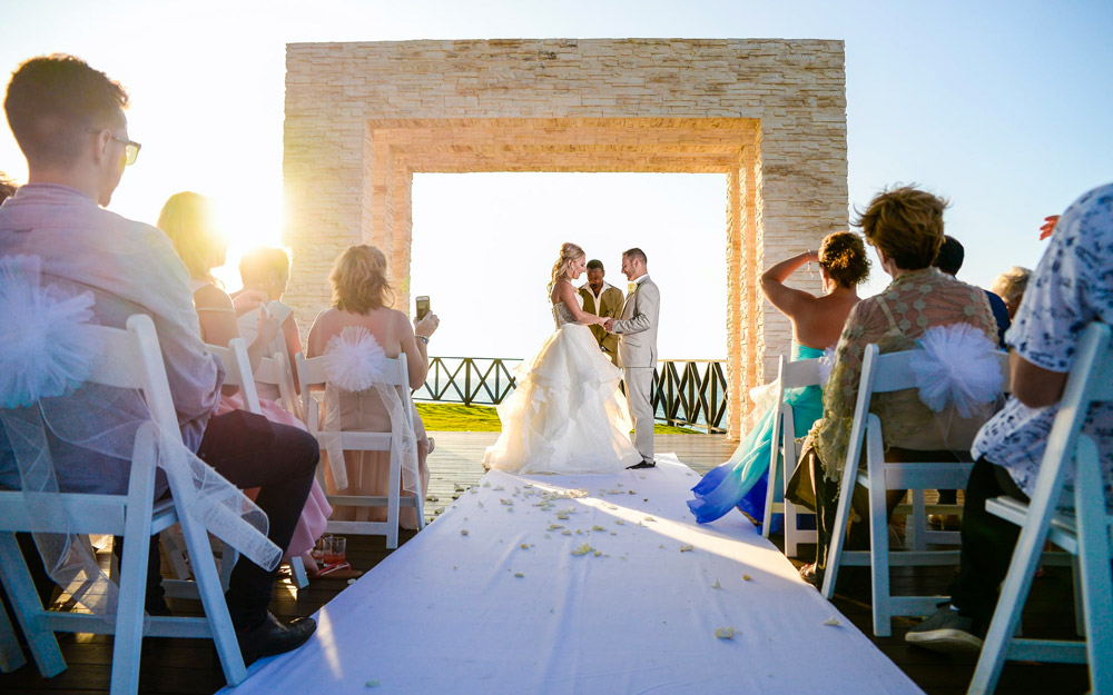 wedding ceremony at sunset